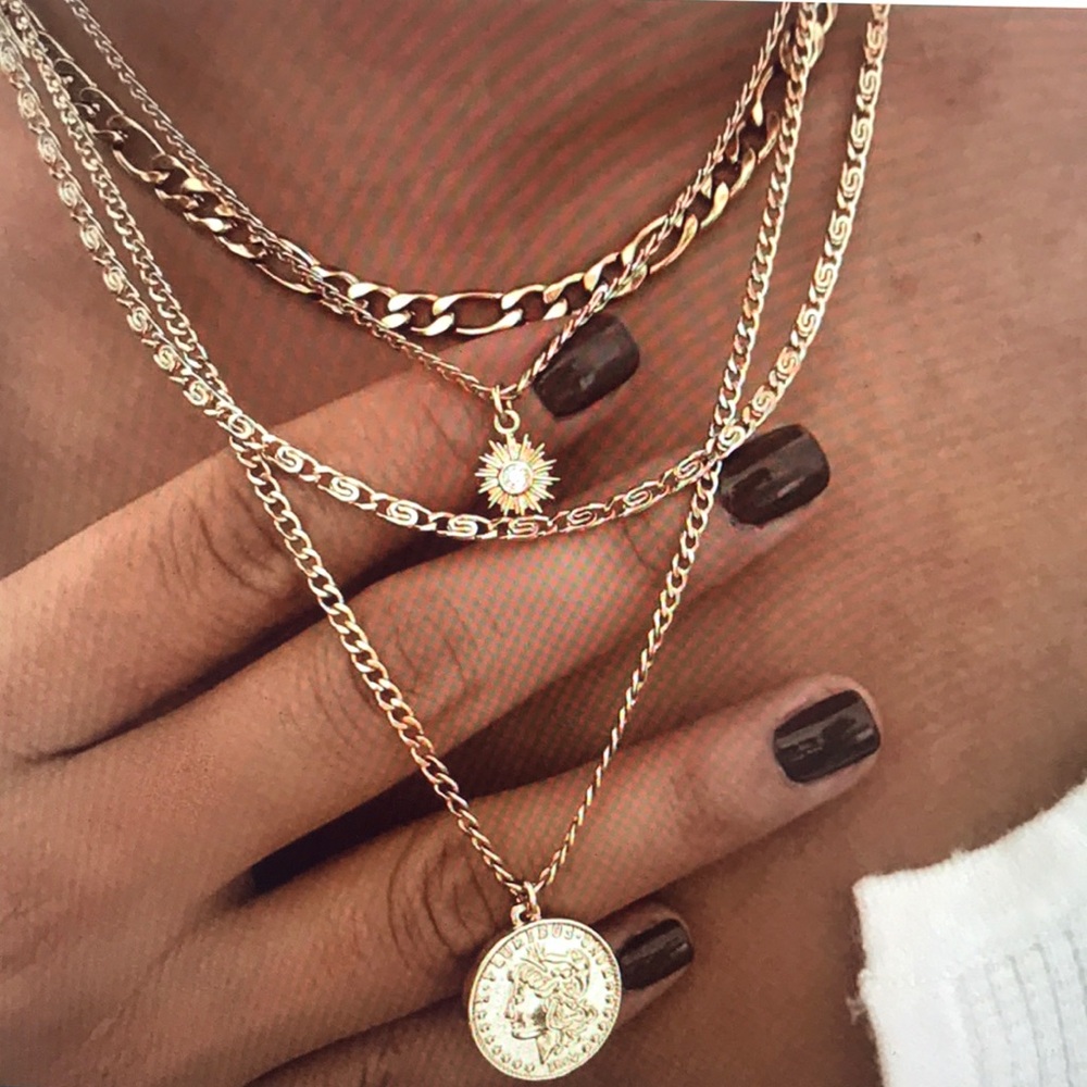 "Athena" Multi-Layer Coin Pendant Necklace